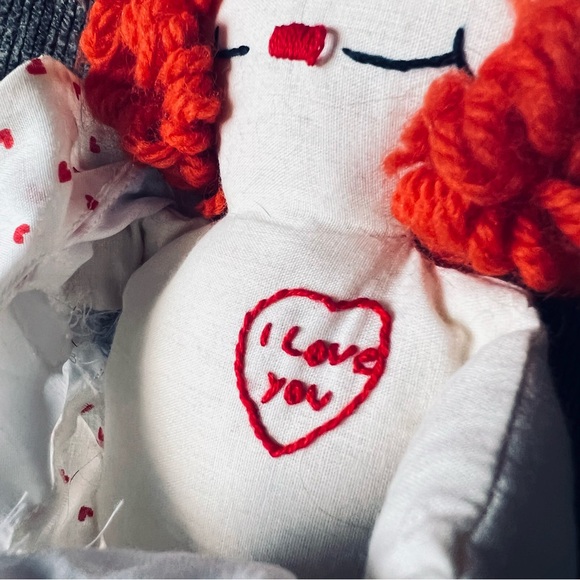 ♥️Vintage Handmade Raggedy Ann & Andy Dolls 14.5” w I Love You Hearts & Clothes - Picture 10 of 11